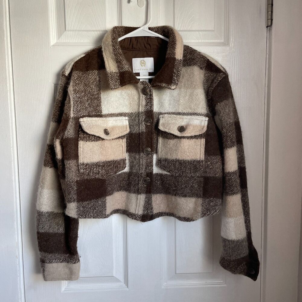 House of Harlow 1960 Plaid Jacket in Brown and Cream